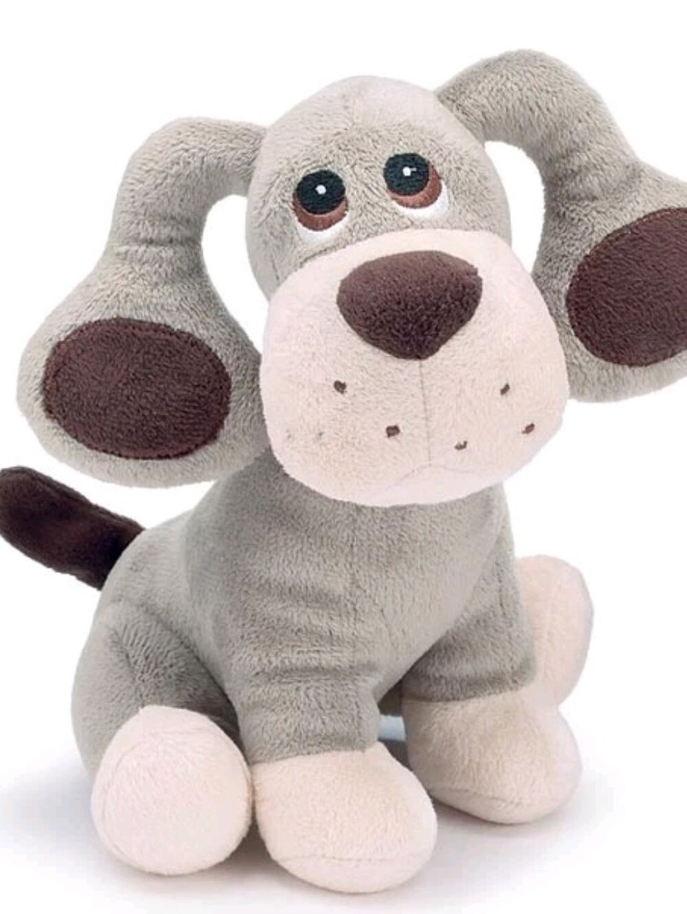 Plush Gray 8.5 Inch Sitting Puppy with Huge Ears with Brown Spots